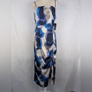NWT Taylor Dress Ruched Side Split Watercolor Maxi Spaghetti Straps size…